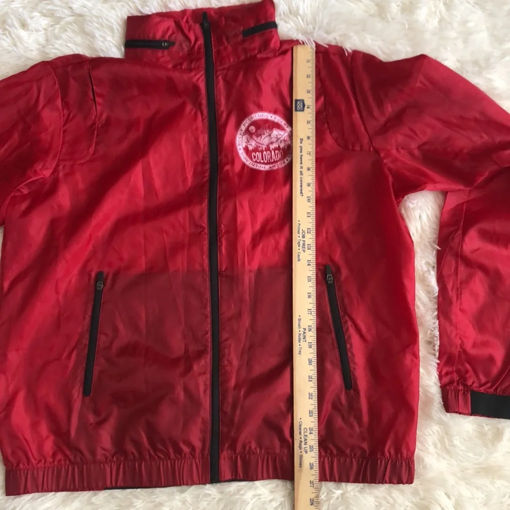 WIND Lightweight Windbreaker Jacket Red Colorado Rocky Mountains Logo Men's XL - Picture 3 of 7